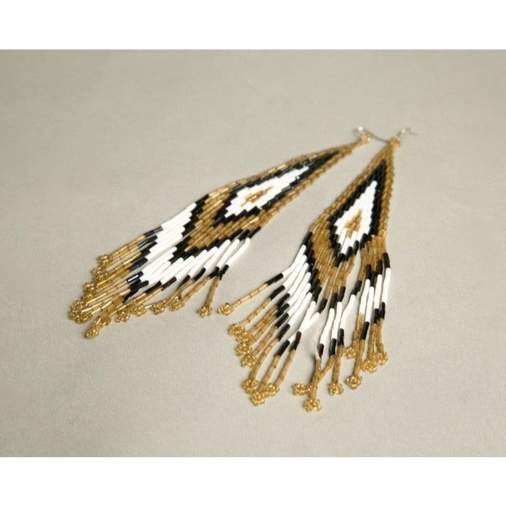 Shoulder Duster Earrings Handmade Beaded Vintage Jewelry